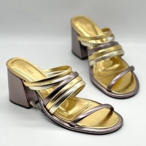 FARM RIO Block Heel Slide Sandal Womens Shoe
Metallic Gold Silver Size 7